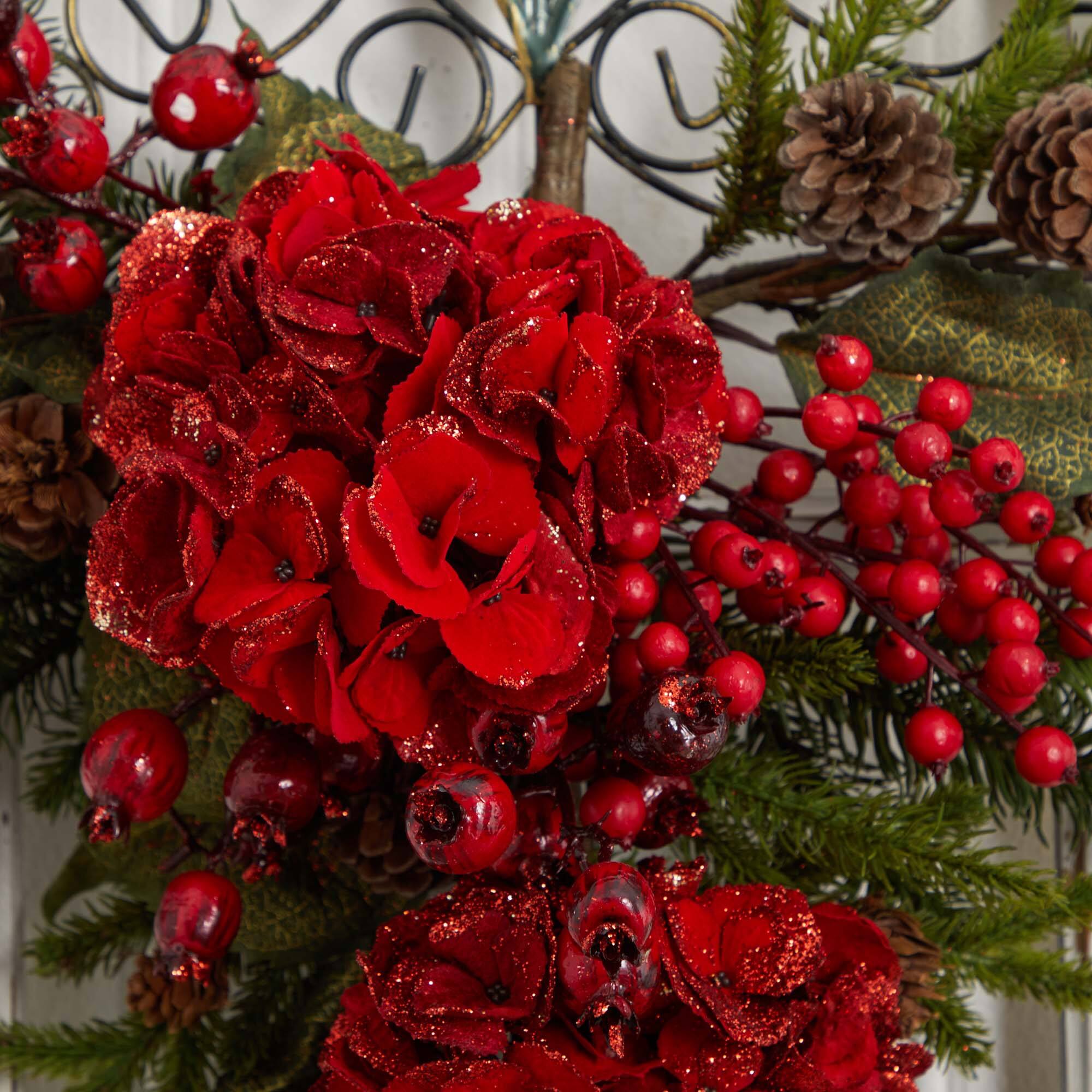 2.25ft. Christmas Hydrangea Teardrop Swag